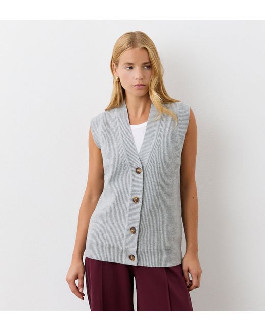 Finery London White Winnie Sleeveless Cardigan
