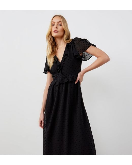 Finery London Black Dahlia Chiffon Midi Dress