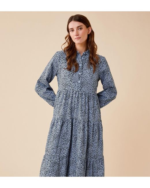 Finery London Blue Taya Midi Cotton Cord Dress