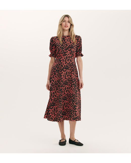 Finery London Red Mela Crepe Midi Tea Dress
