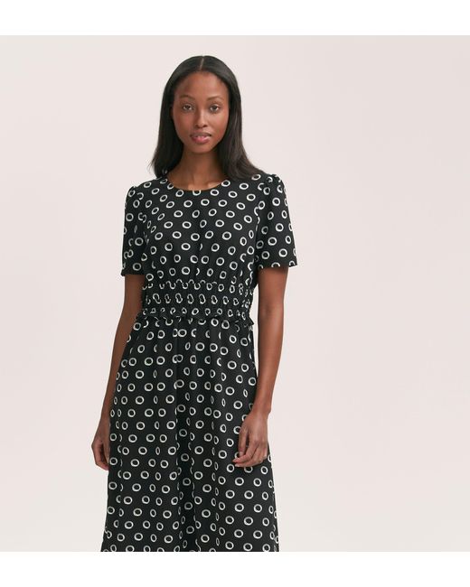 Finery London Black Irini Polka Dot Crepe Midi Dress