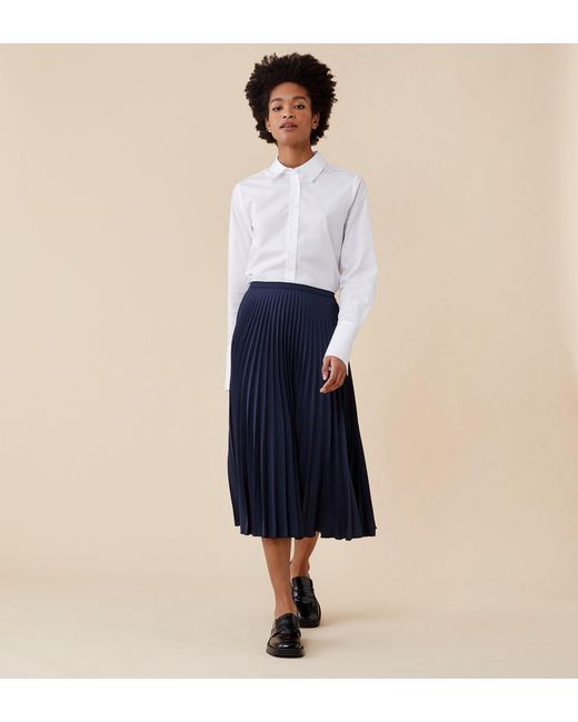 Finery London Blue Lottie Midi Skirt