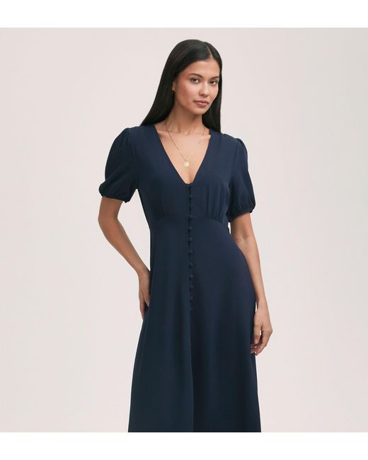 Finery London Blue Robyn Crepe Midi Tea Dress