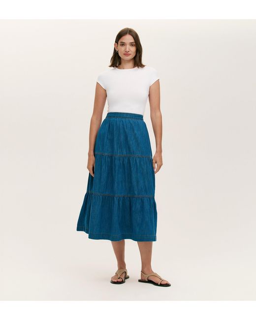 Finery London Blue Lulu Denim Midi Skirt