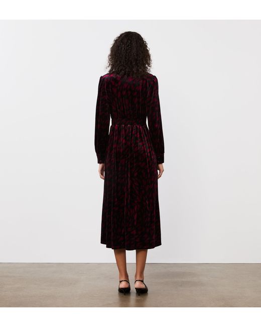 Finery London Red Layla Velvet Midi Dress