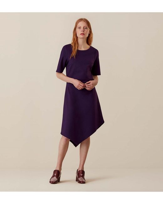 Finery London Blue Avalon Asymmetric Hem Jersey Dress