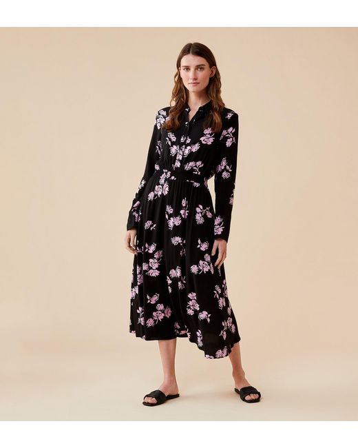 Finery London Black Cassie Midi Viscose Dress
