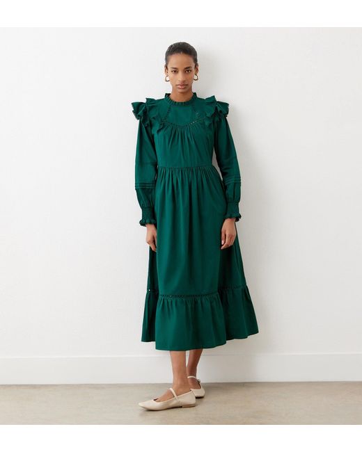Finery London Green Adela Cotton Midi Dress