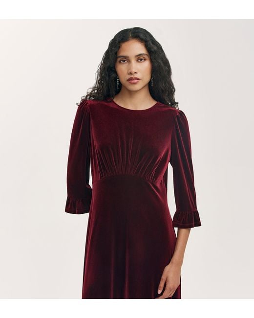 Finery London Red Scarlett Velvet Midi Dress