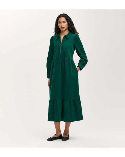 Finery London Green Callie Corduroy Midi Dress