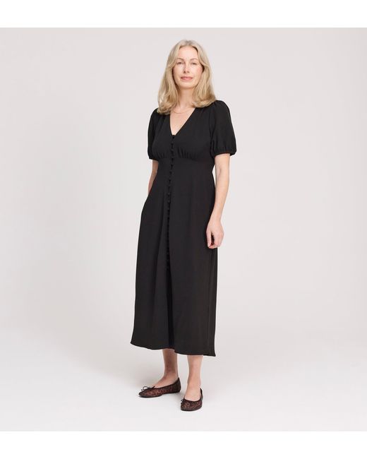 Finery London Black Robyn Button Through Midi Dress