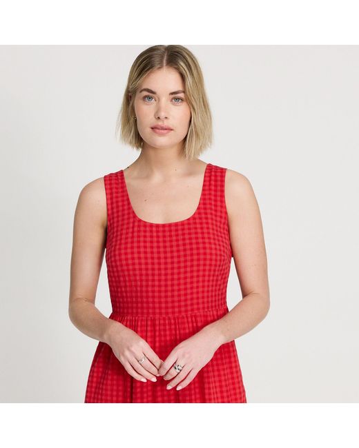 Finery London Cara Gingham Seersucker Tiered Midi Dress