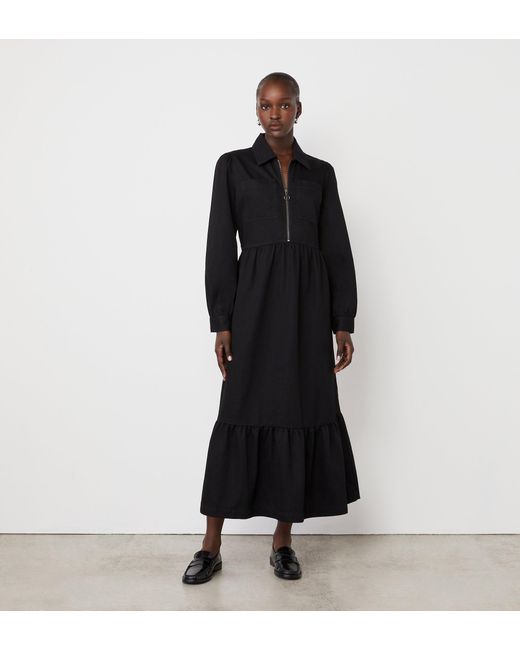 Finery London Black Roxy Denim Midi Dress