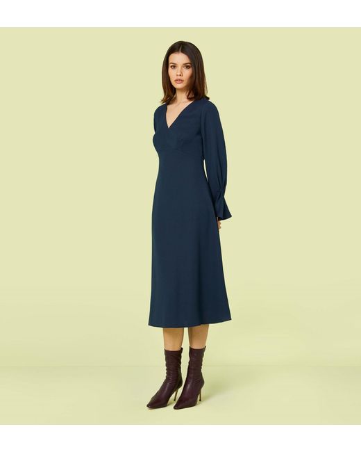 Finery London Blue Lykke Flared Sleeve Midi Dress