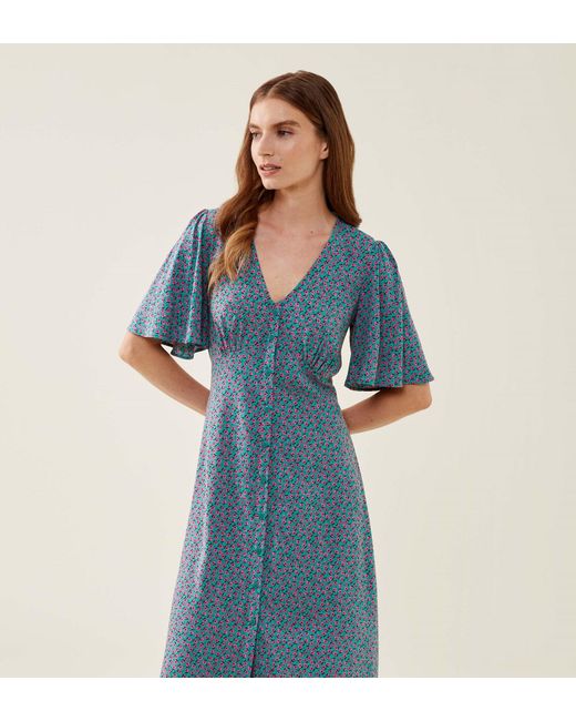 Finery London Blue Carol Midi Dress