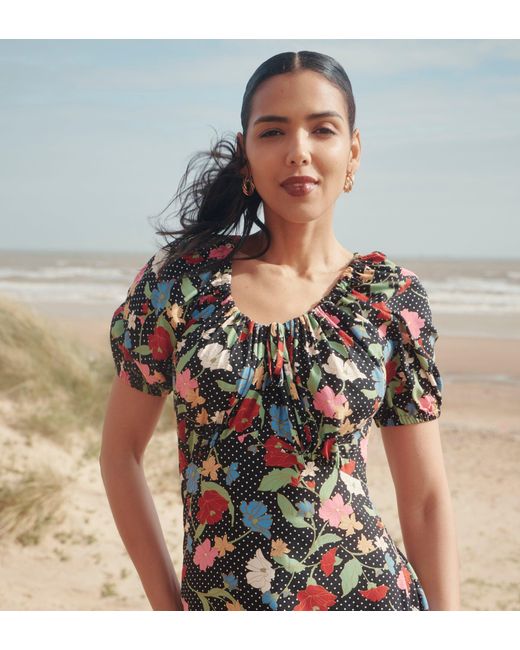 Finery London Black Jada Puff Sleeve Empire Waist Midi Dress