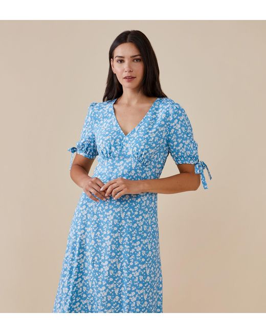 Finery London Blue Claire Midi Dress