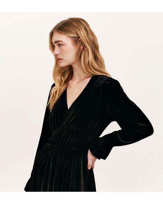 Finery London Black Laila Velvet Midi Dress