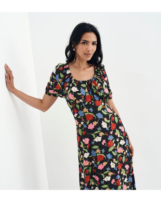 Finery London Black Jada Puff Sleeve Empire Waist Midi Dress