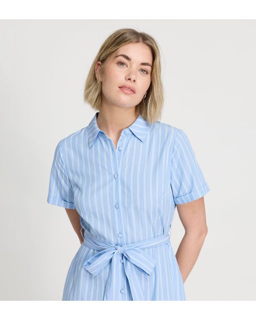 Finery London Blue Aisling Cotton Midi Dress