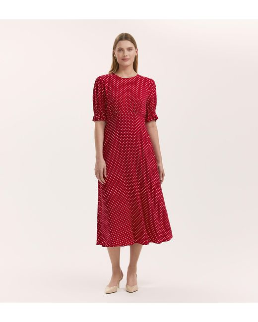 Women's Red Mela Polka Dot Midi Tea Dress