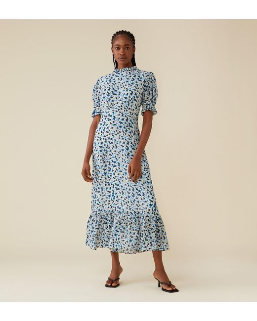 Women's Blue Camille Chiffon Midi Dress