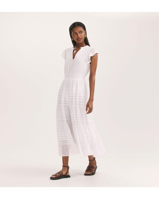 Finery London Pink Jude Cotton Midi Tiered Dress