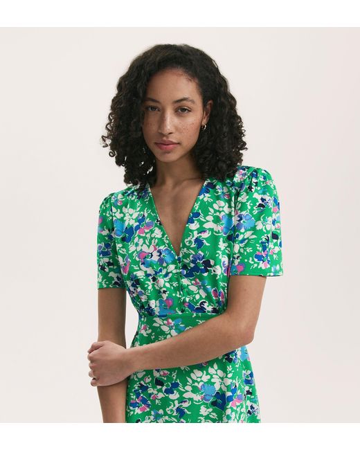 Finery London Green Nieve Crepe Midi Tea Dress