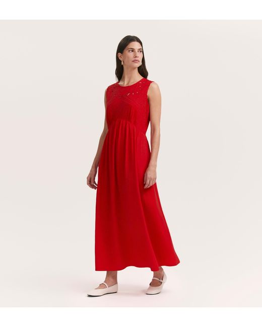 Finery London Red Liberte Cotton Sleeveless Midi Dress