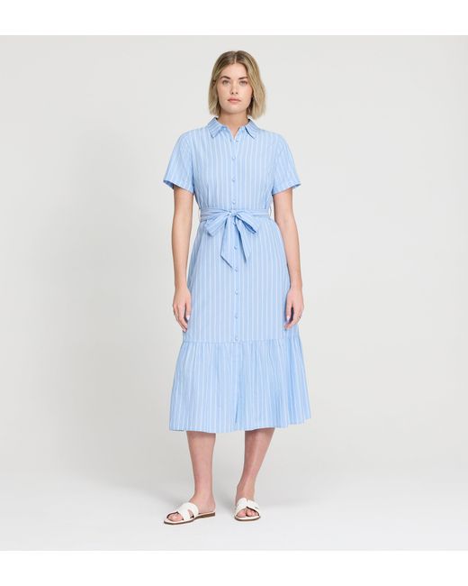 Finery London Blue Aisling Cotton Midi Dress