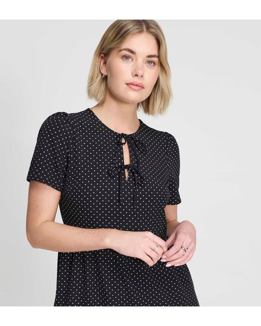 Finery London Blue Lola Polka Dot Tiered Short Dress