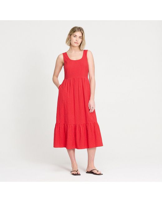 Finery London Cara Gingham Seersucker Tiered Midi Dress