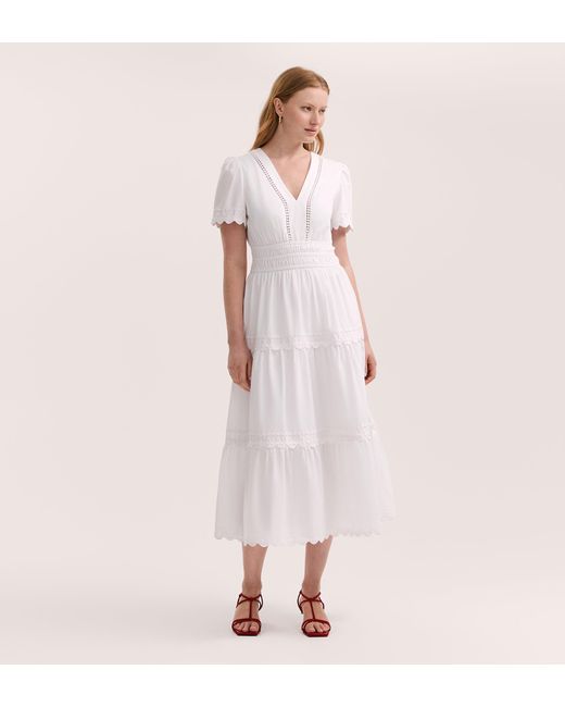 Women's Pink Wren Cotton Midi Tiered Dress