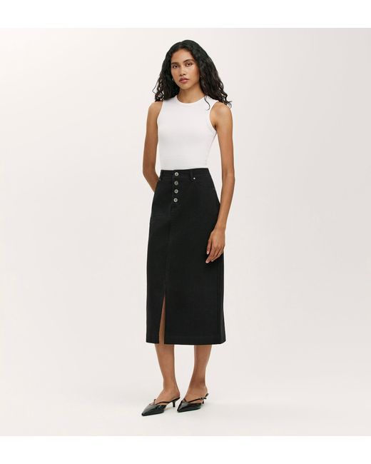 Finery London Black Beth Canvas Midi Skirt