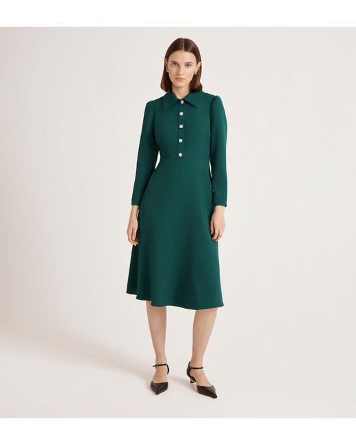 Finery London Green Lucia Crepe Midi Dress