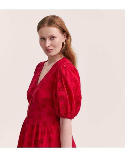 Finery London Una Embroidered Cotton Midi Tea Dress