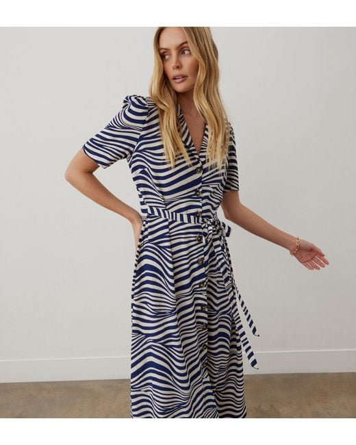 Finery London Blue Danica Striped Midi Dress