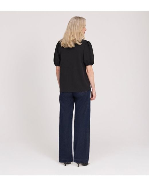 Finery London Black Fleur Button Down Short Sleeve Top
