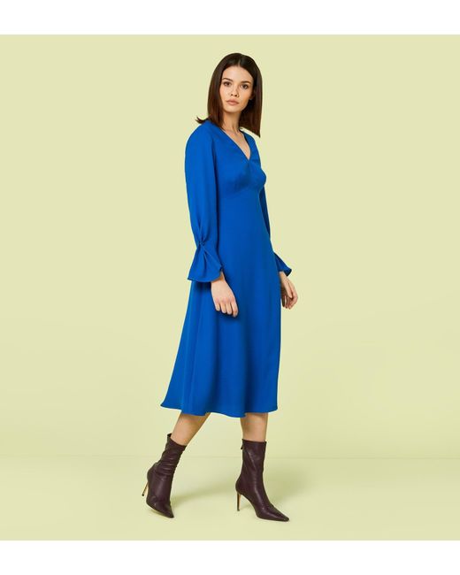 Finery London Blue Lykke Cobalt Flared Sleeve Midi Dress