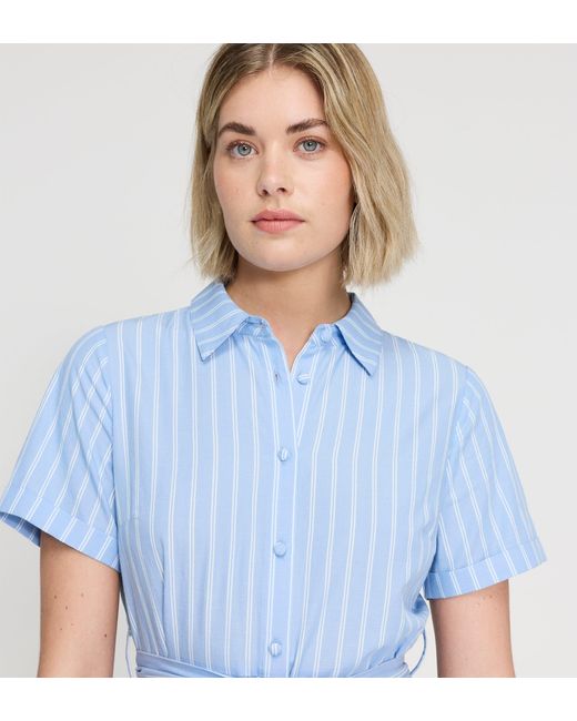 Finery London Blue Aisling Cotton Midi Dress