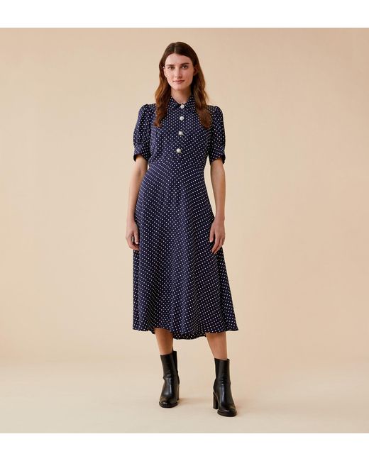 Women's Blue Jaela Midi Satin Back Crepe Dress
