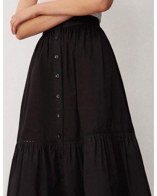 Finery London White Maura Cotton Midi Skirt