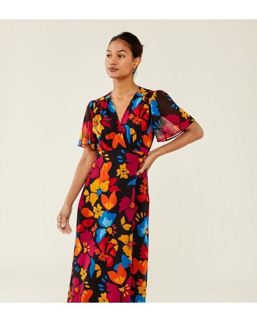 Finery London Red Carolina Midi Dress