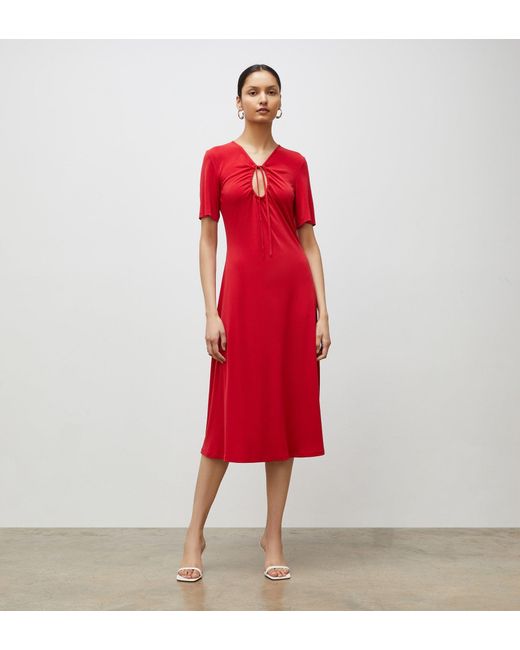 Women's Red Alice Jersey Crepe Midi Dress