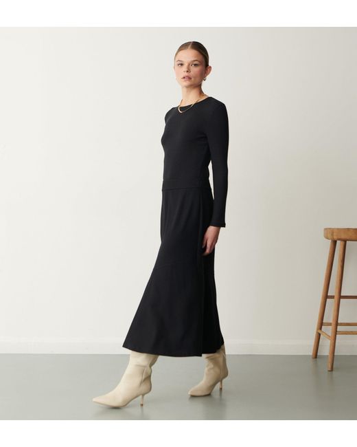 Finery London Black Grace Ponte Jersey Midi Skirt