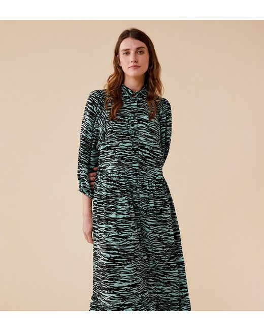 Finery London Blue Elston Midi Viscose Dress