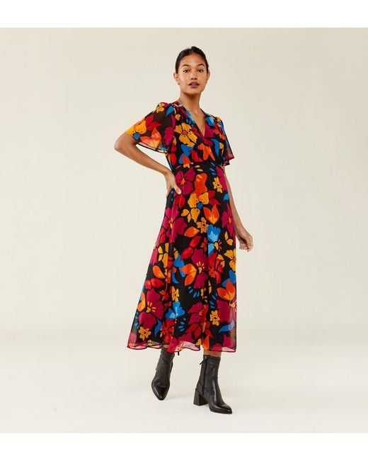 Finery London Red Carolina Midi Dress
