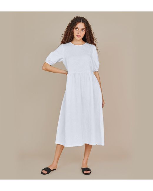 Finery London Blue Florence Embroidered Linen Rich Paisley Dress