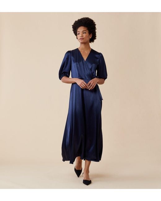 Finery London Blue Lizzy Midi Dress