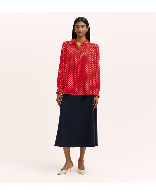 Finery London Red Melina Spot Crepe Blouse